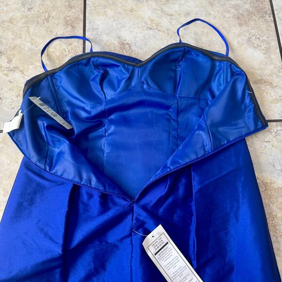 Cache Royal Blue Satin Strapless Empire Waist Formal Mini Dress Sz 2 Cocktail - Picture 8 of 10